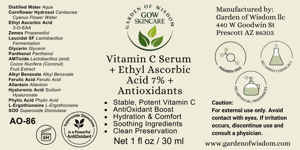 Vitamin C Serum + Ethyl Ascorbic Acid 7% + Antioxidants | Garden of Wisdom