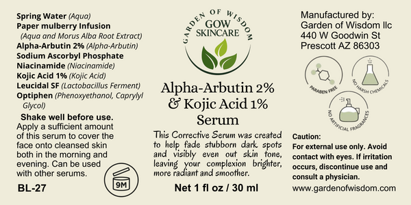 Alpha Arbutin 2% and Kojic Acid 1% Serum - Corrective Serum for Stubborn Pigmentation and Uneven Skin Tone